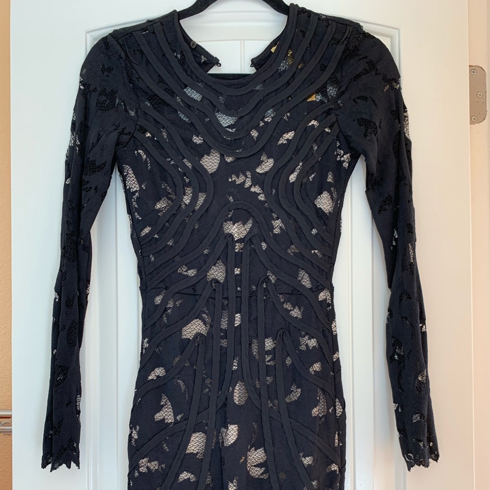 H&M long sleeve black lace dress